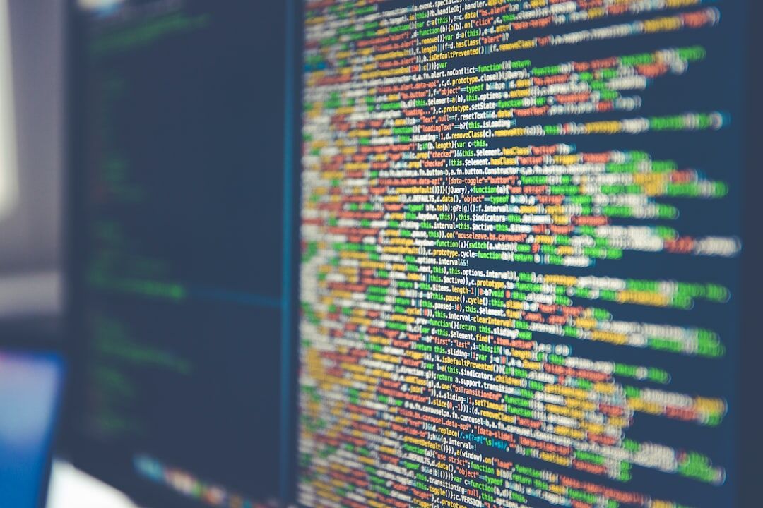 Code on a computer monitor showing programming language